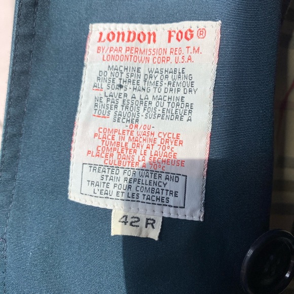 Vintage London Fog Classic Trench Coat Lined Navy w Plaid Lining (42R approx L) - Picture 12 of 13